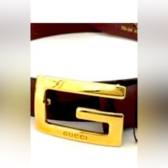 Authentic GUCCI G Logo Brown Leather Belt /7S0489 - Picture 2 of 2